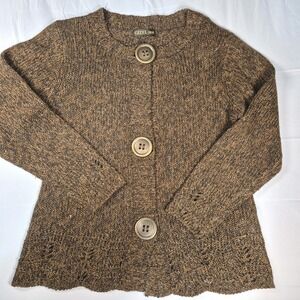 Gizel Brand Women's Brown Soft Knitted 3 Lg Button Cardigan Plus sz 1X NWOT